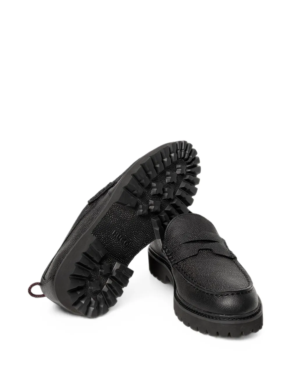 HUGO Loafers van bewerkt leer met chunky zool Zwart