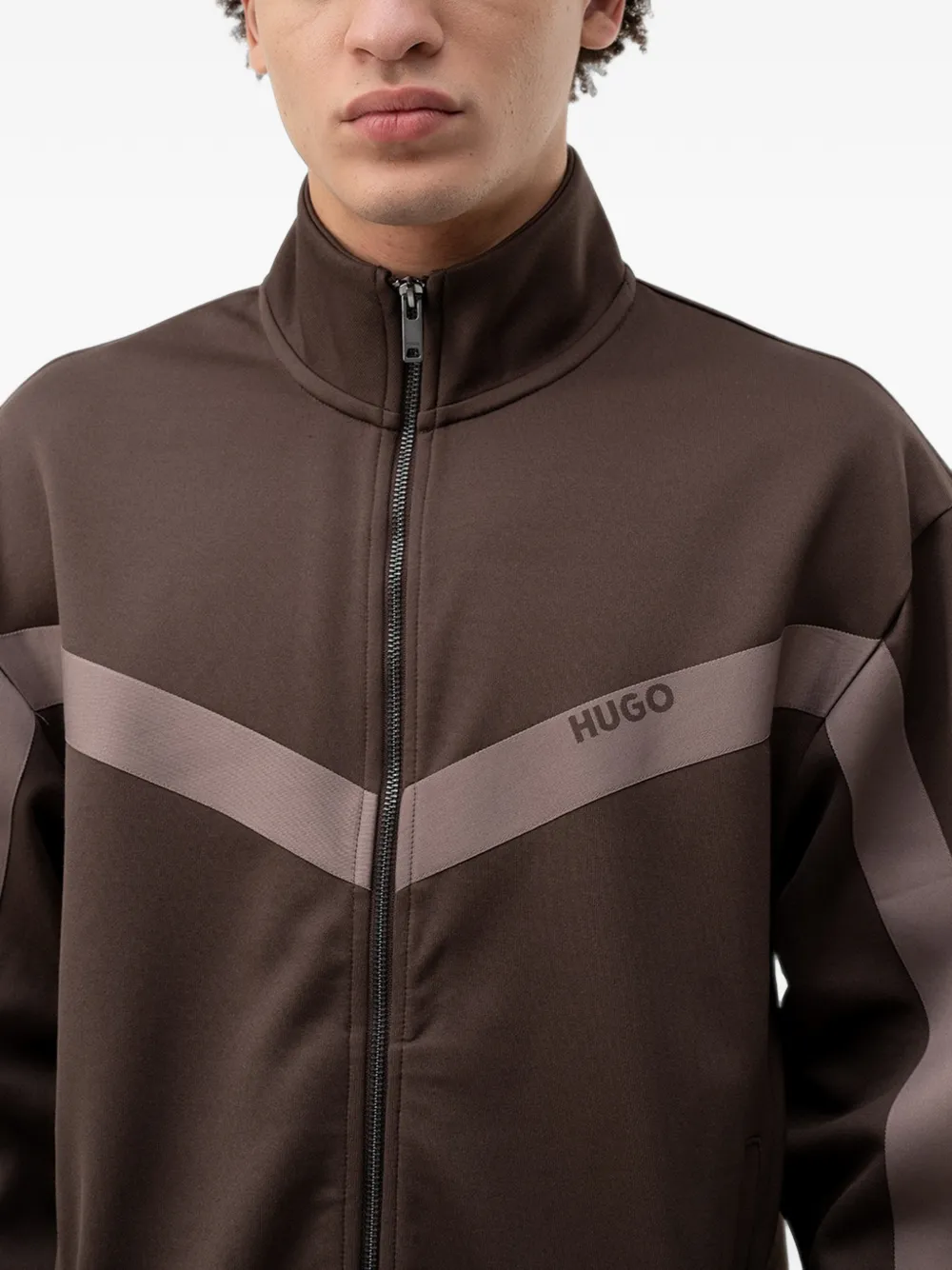 HUGO Sweater met rits Bruin