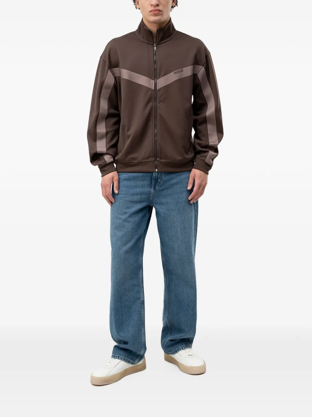 HUGO Sweater met rits Bruin
