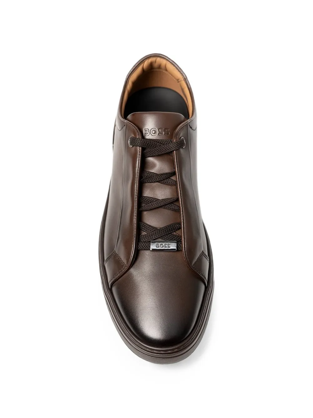BOSS Gary sneakers van geborsteld leer met elastische veters Bruin
