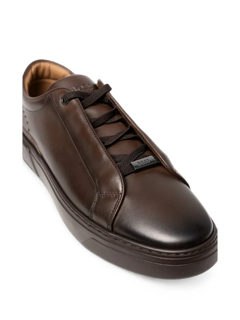 BOSS Gary sneakers van geborsteld leer met elastische veters Bruin