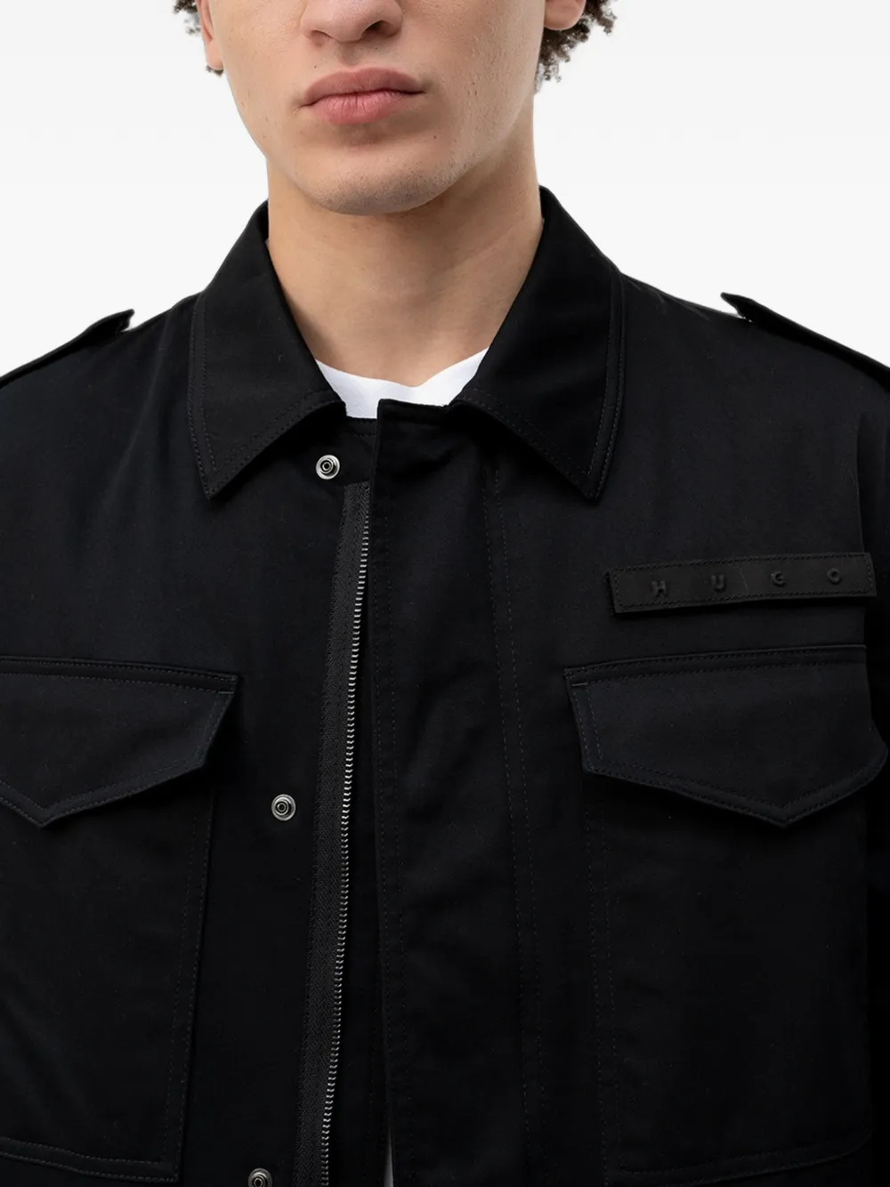 HUGO Jack met logopatch en zakken Zwart
