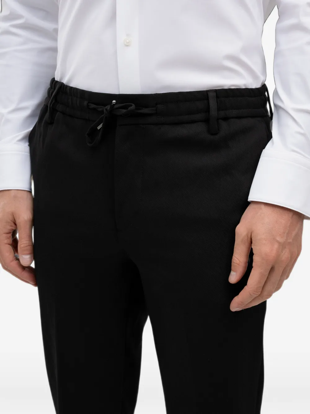 BOSS Broek met trekkoordtaille Zwart