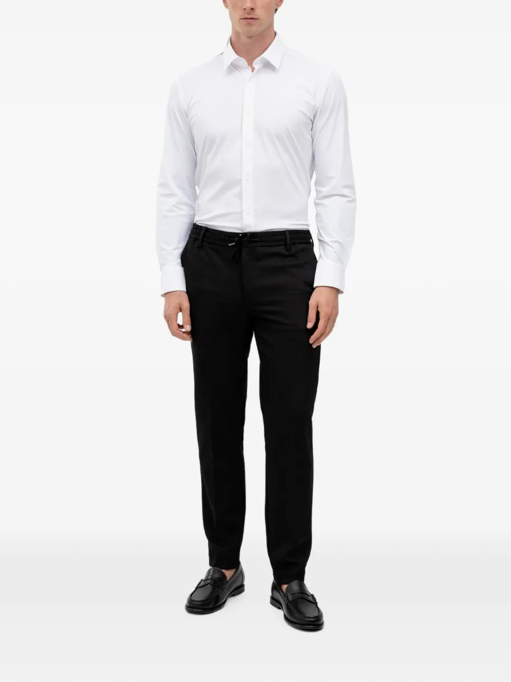 BOSS Broek met trekkoordtaille Zwart