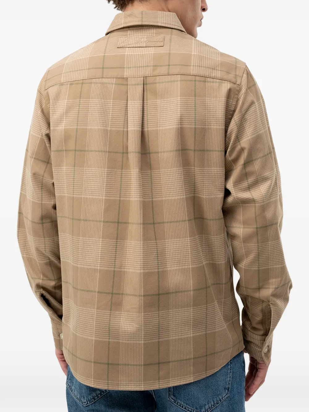 HUGO Geruit overhemd met klepzak Beige