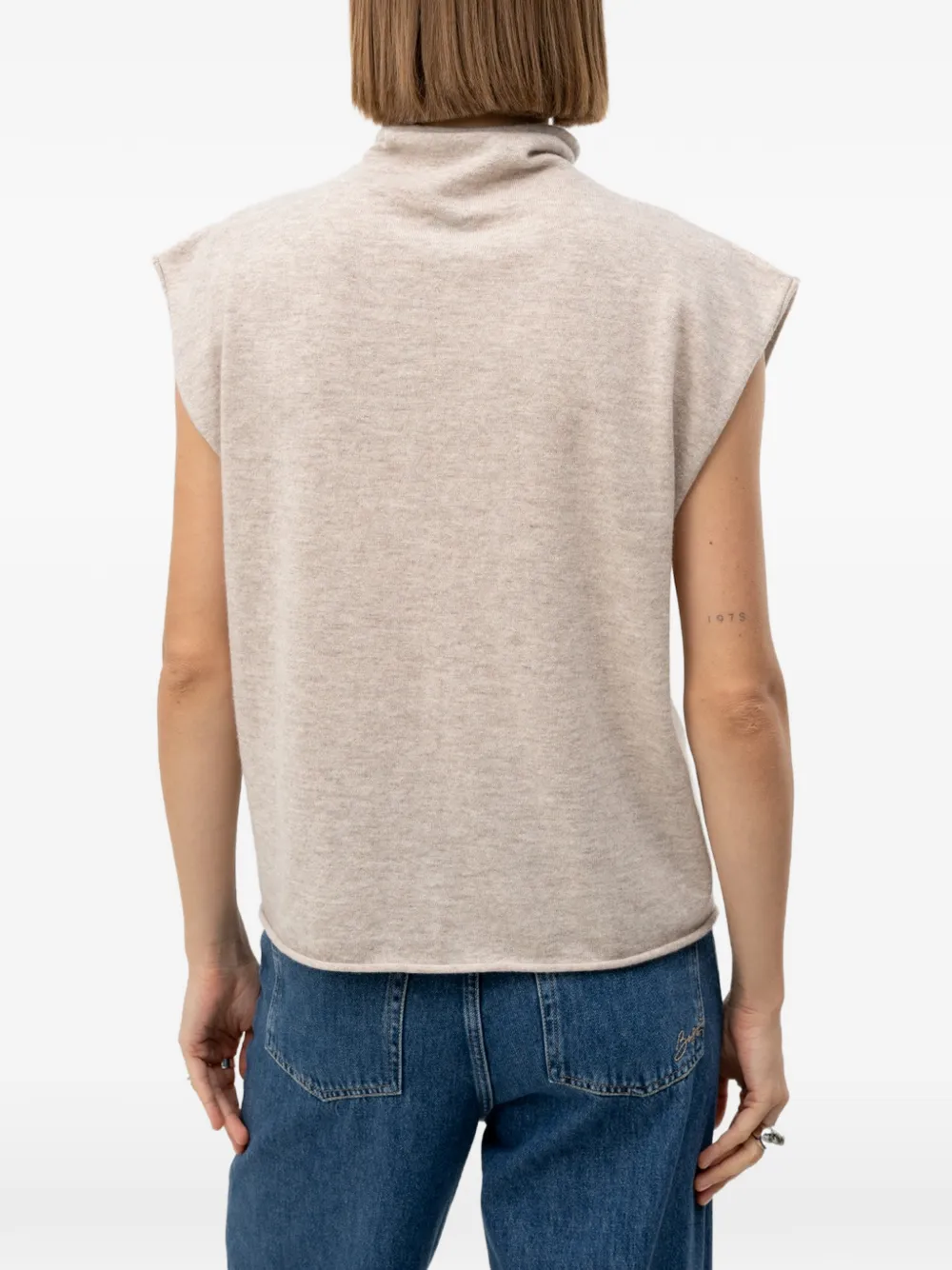 BOSS Top met halve hals van kasjmier en scheerwol Beige