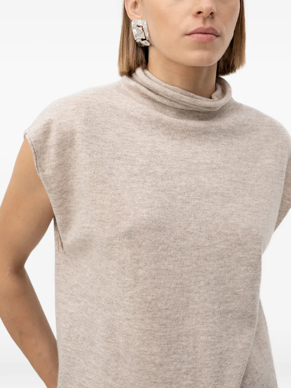 BOSS Top met halve hals van kasjmier en scheerwol Beige