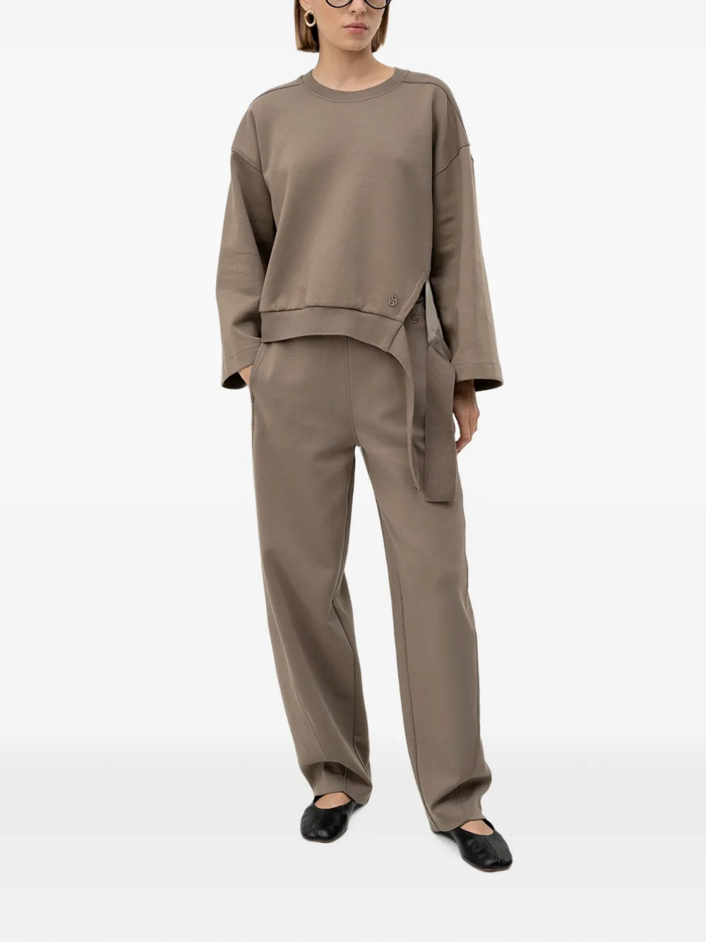 BOSS Trui met asymmetrische afwerking Bruin