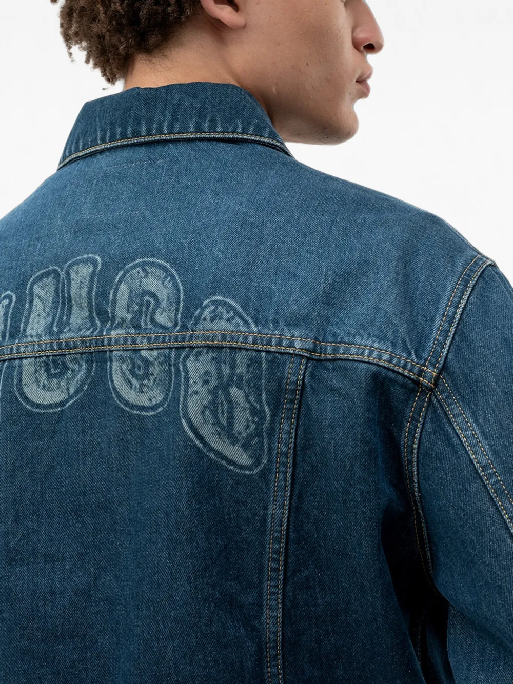 HUGO Denim jack met logoprint Blauw