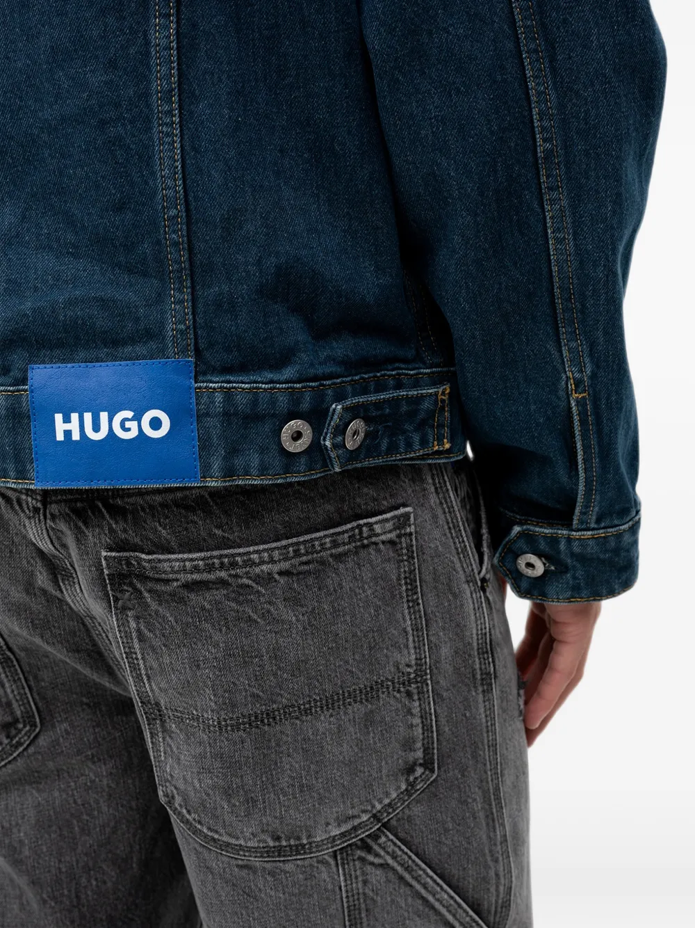 HUGO Denim jack met logoprint Blauw