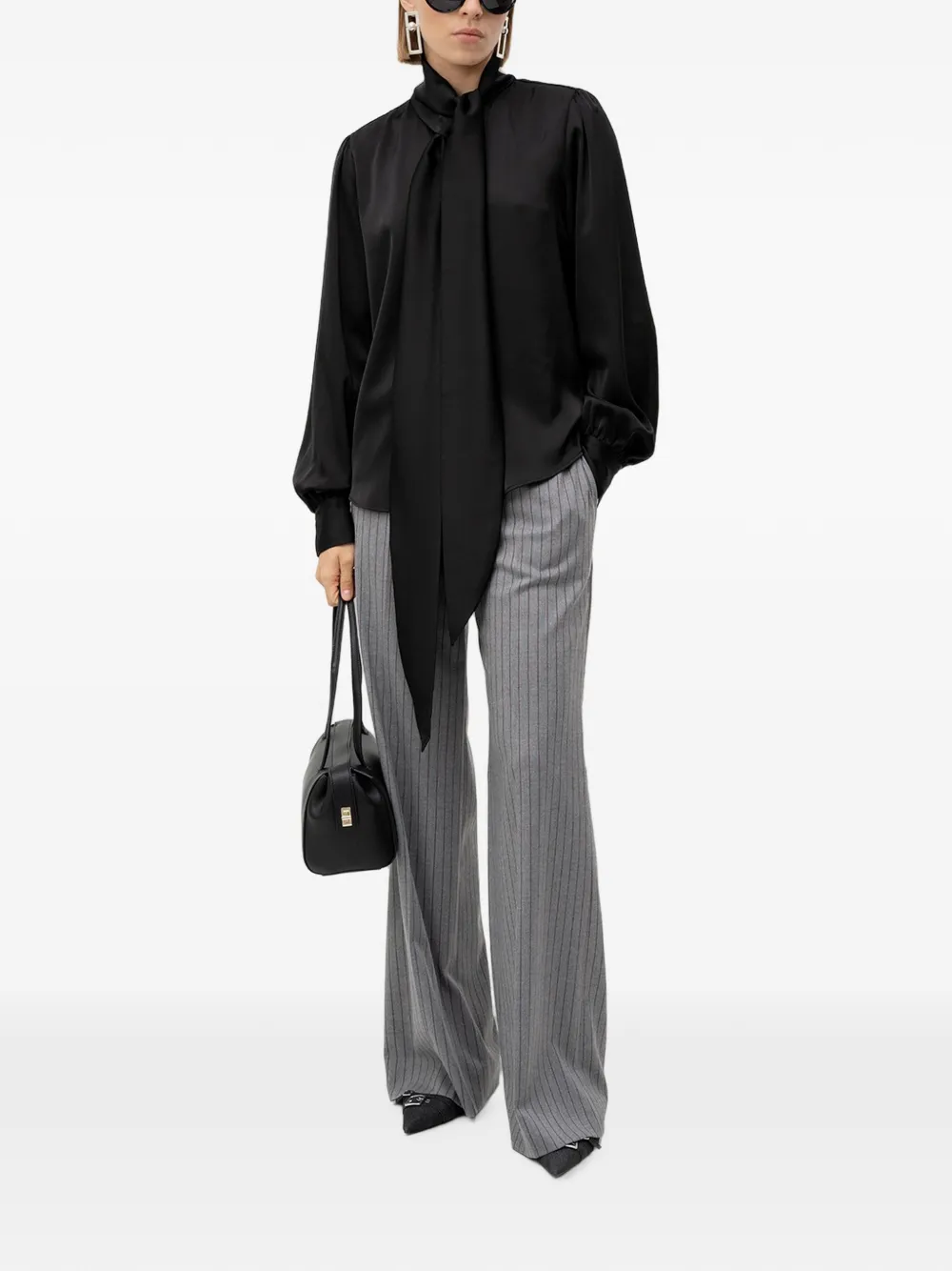 HUGO Regular-fit satijnen blouse met burnout-print Zwart