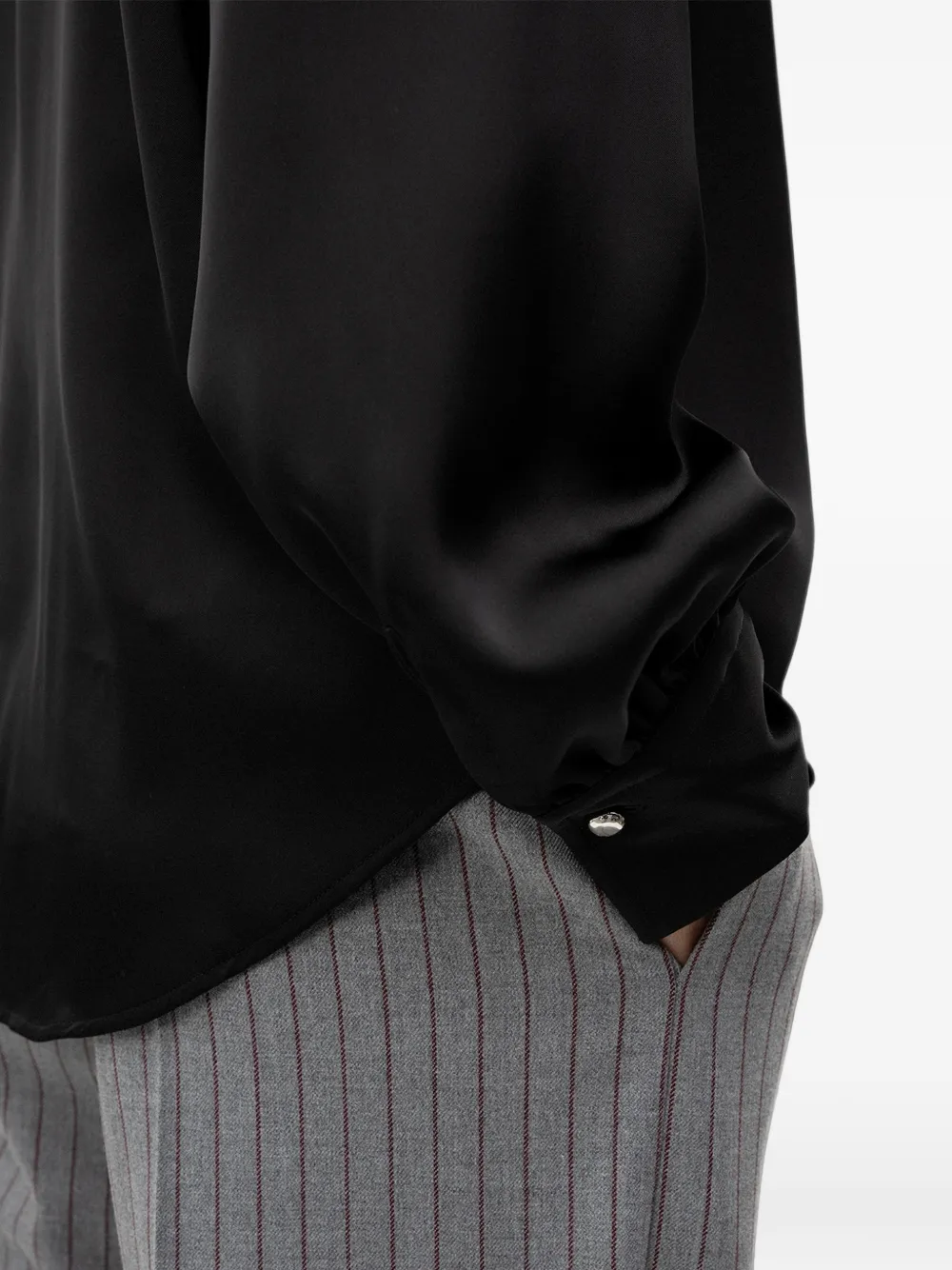 HUGO Regular-fit satijnen blouse met burnout-print Zwart