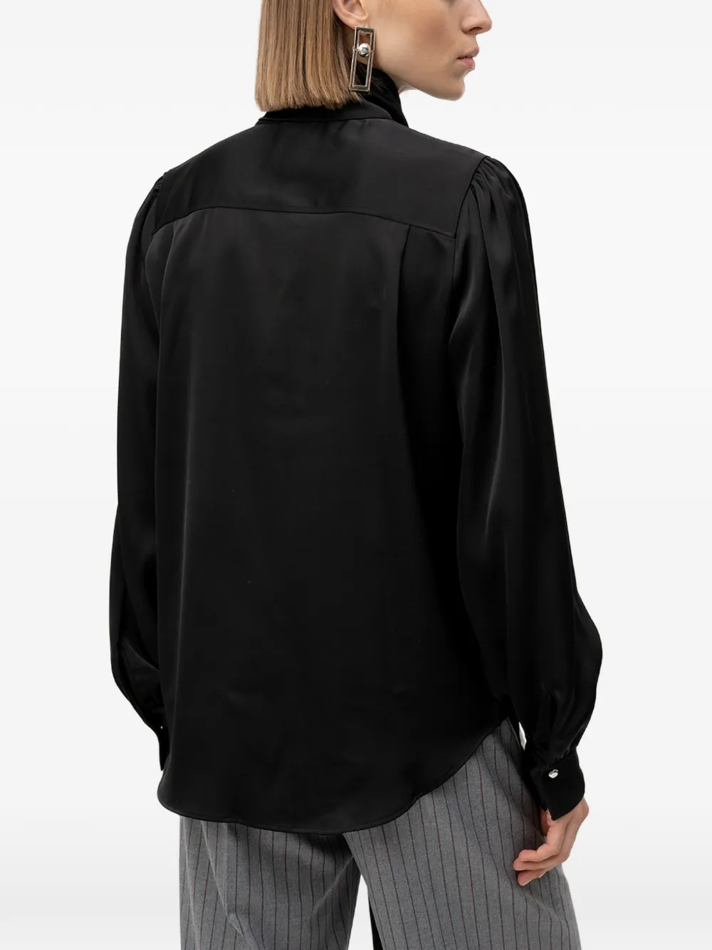 HUGO Regular-fit satijnen blouse met burnout-print Zwart
