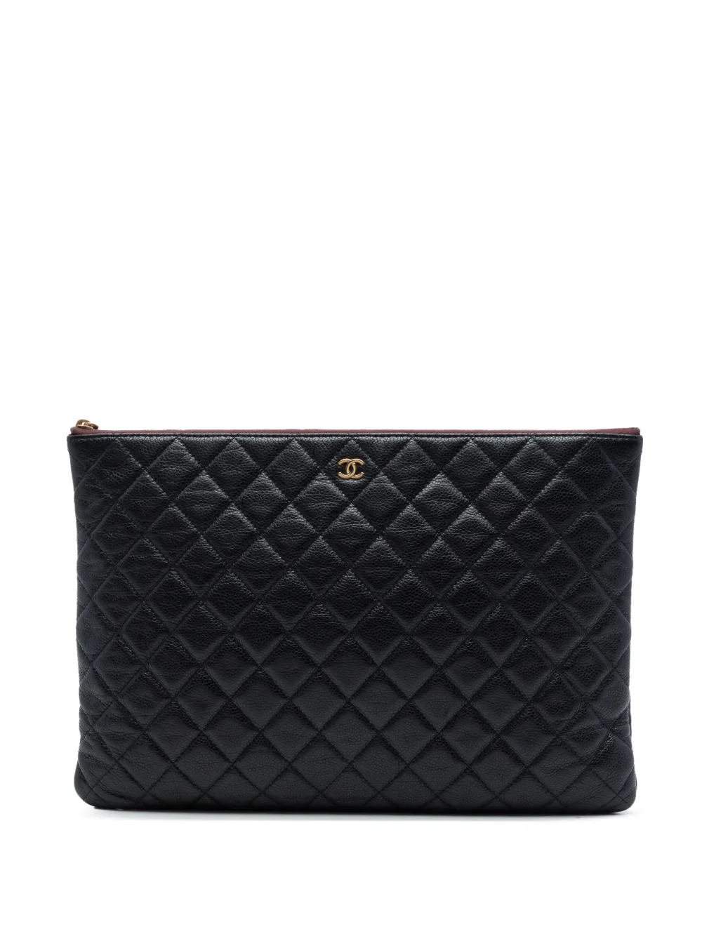 CHANEL Pre-Owned 2013-2014 große gesteppte Caviar O Case Clutch - Schwarz