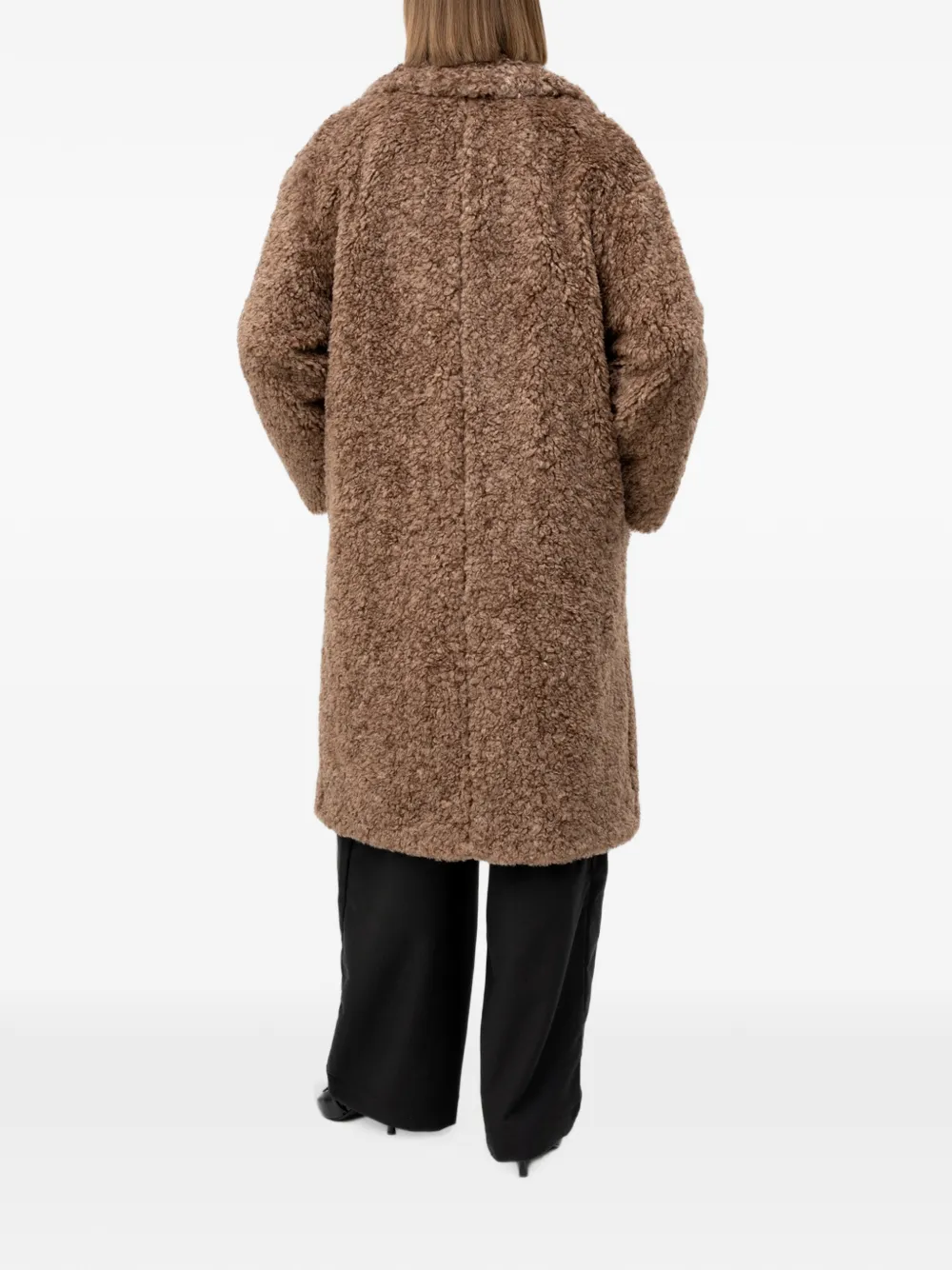 HUGO Oversized teddy jas met dubbele rij knopen Bruin
