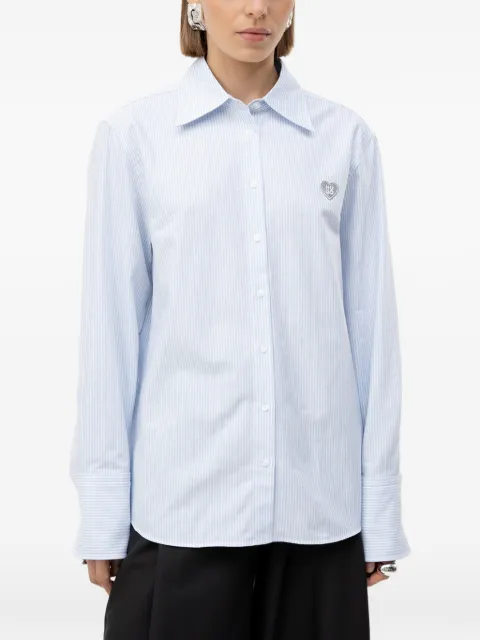 HUGO stripe-print logo-plaque shirt