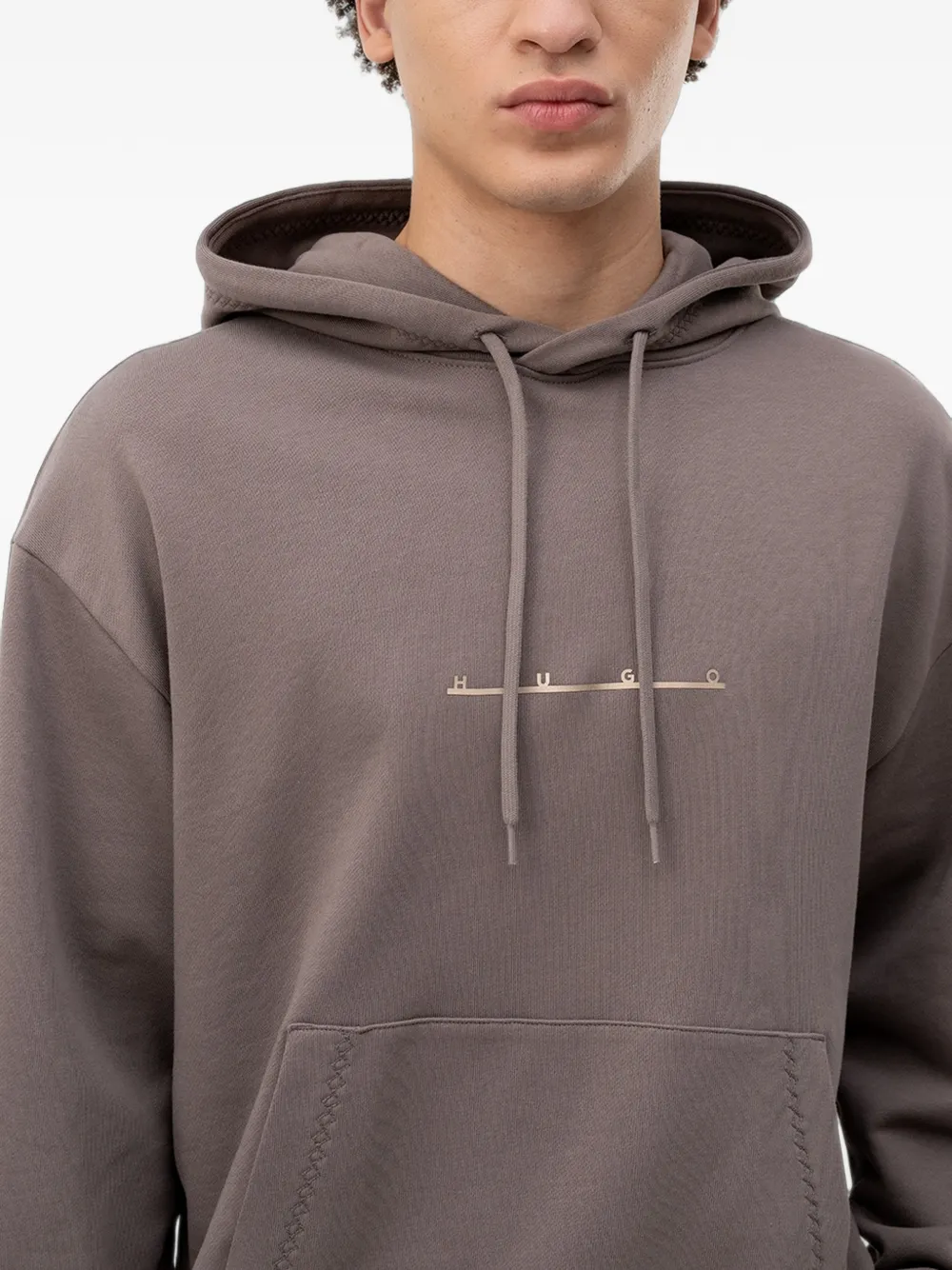HUGO Hoodie met logoprint Bruin
