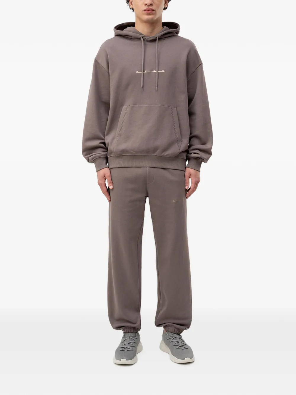 HUGO Hoodie met logoprint Bruin