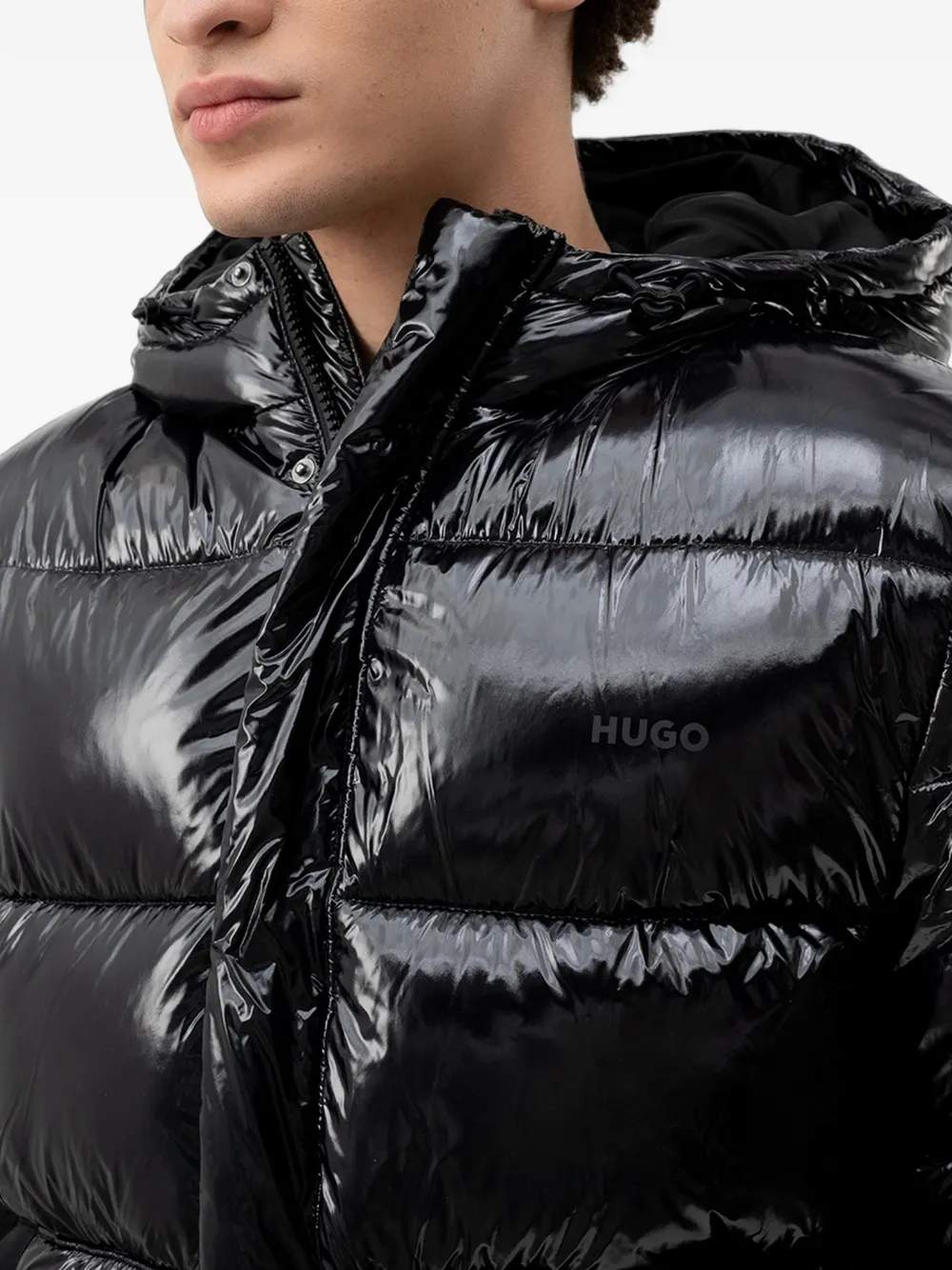 HUGO Donsjack met capuchon Zwart