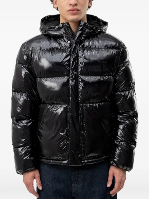 HUGO glossy-finish hooded puffer jacket