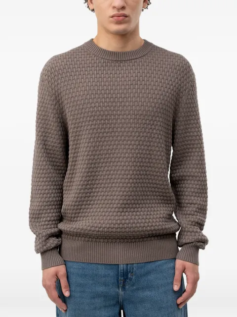 HUGO basket-weave crew-neck sweater