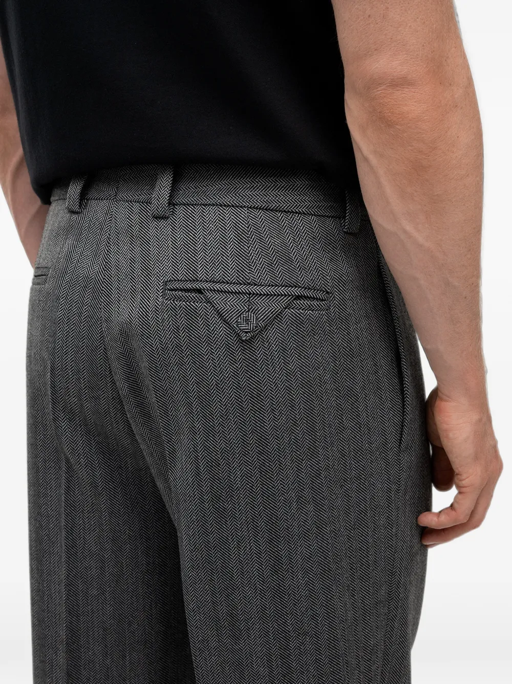 HUGO Modern-fit broek van visgraat stof Grijs