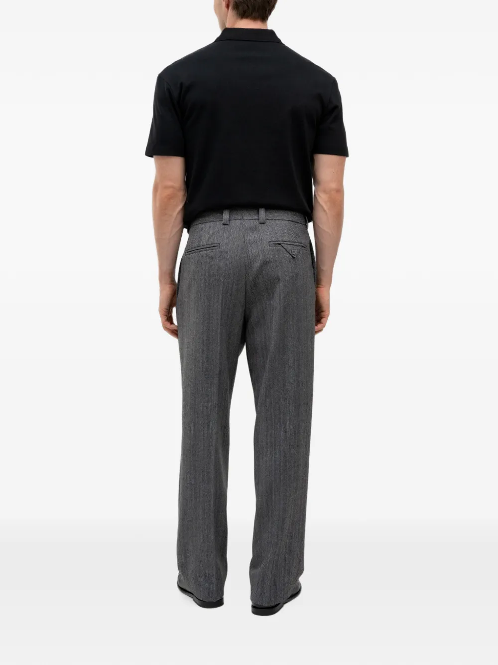 HUGO Modern-fit broek van visgraat stof Grijs