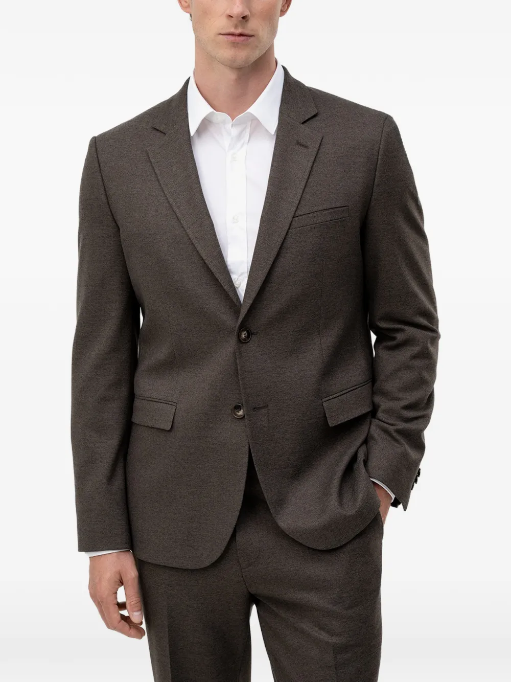 HUGO notched-lapels single-breasted blazer - Marrone