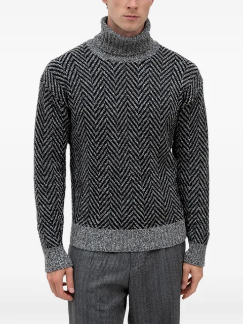 HUGO relaxed-fit turtleneck sweater with herringbone knit