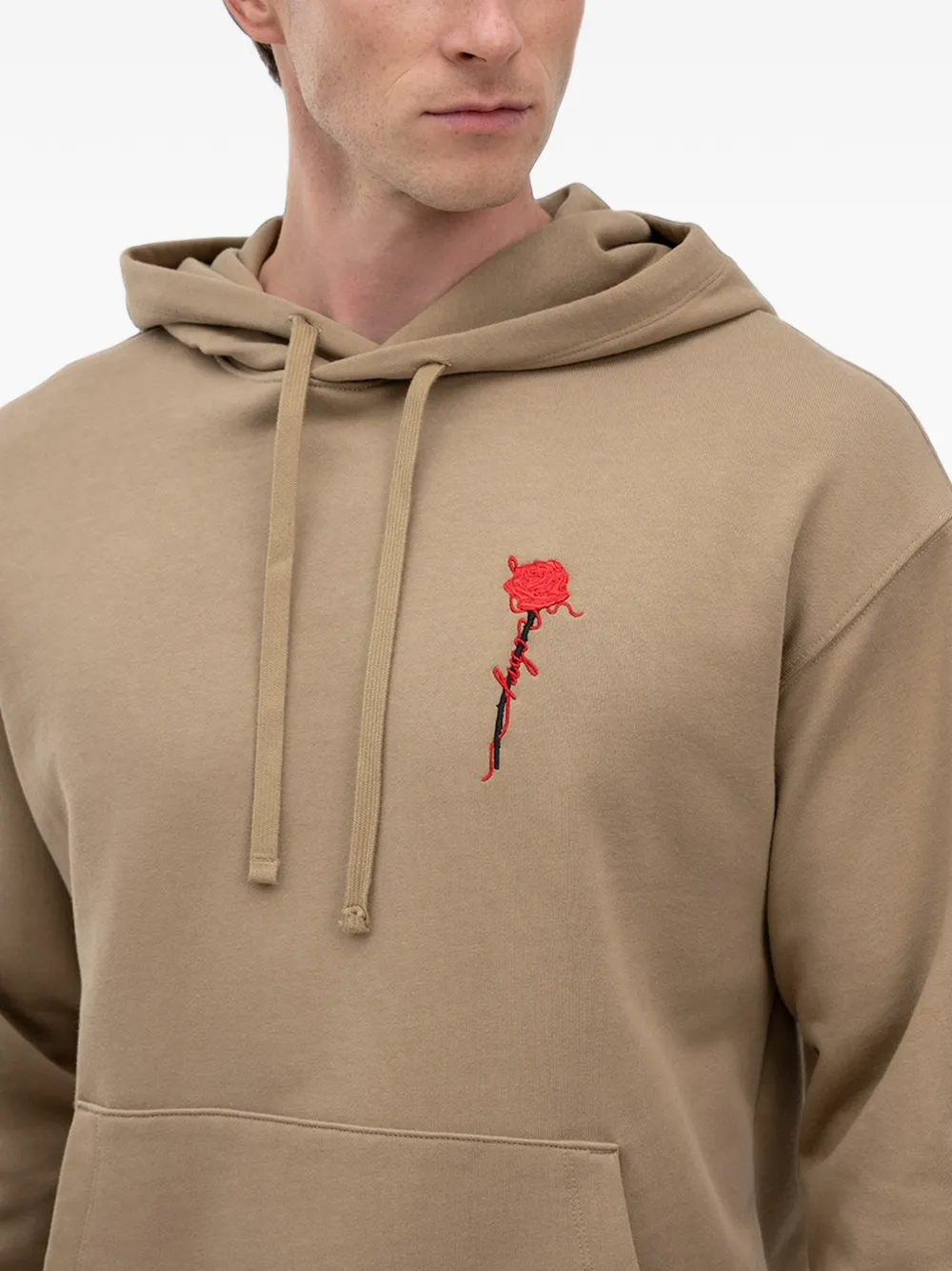 HUGO Hoodie met geborduurde roos Beige