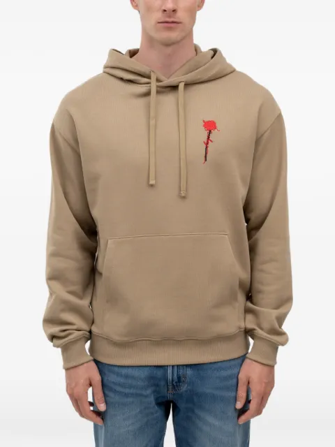 HUGO rose-embroidered hoodie