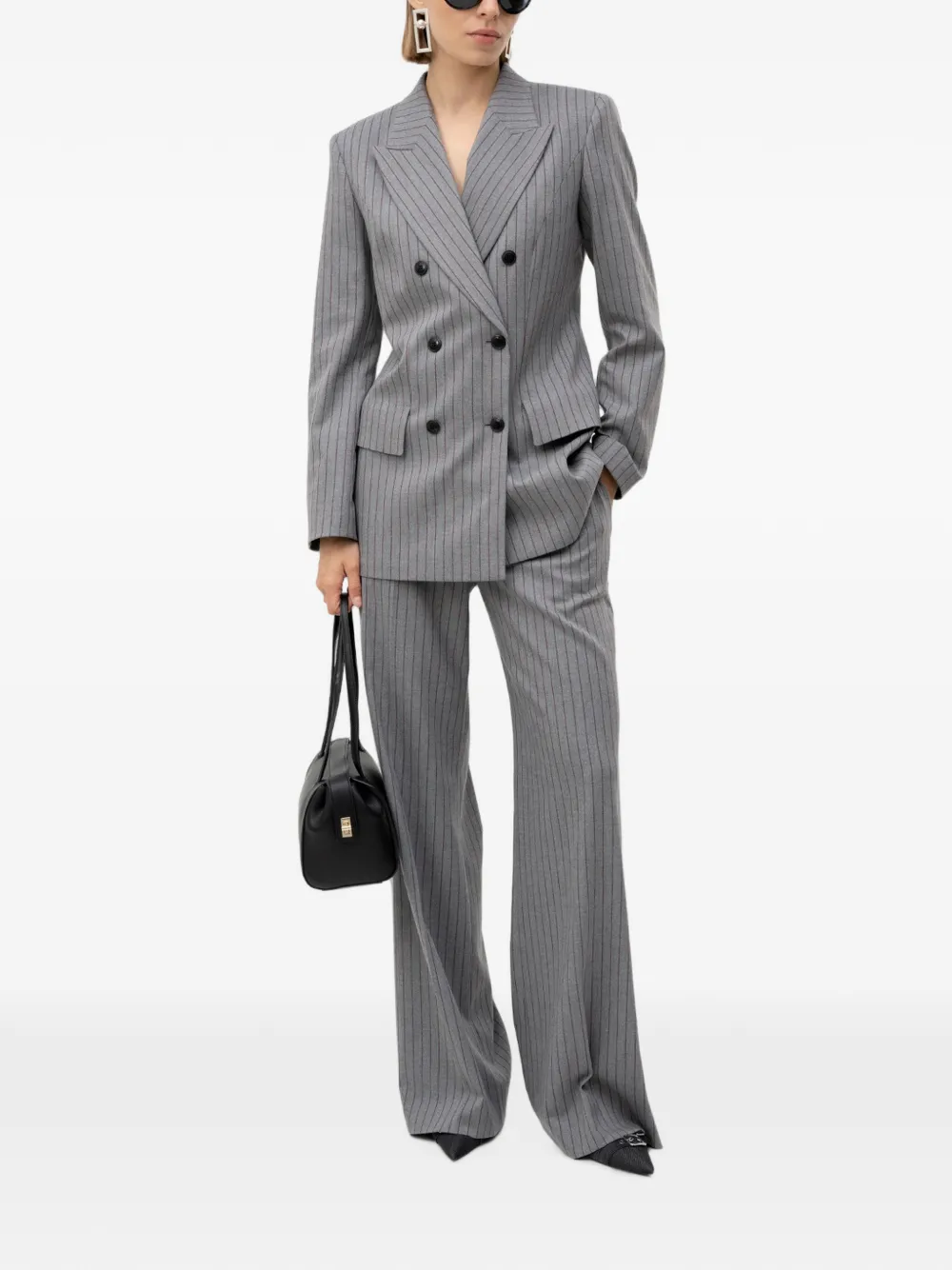 HUGO Regular-fit zandloper blazer met krijtstreep Grijs