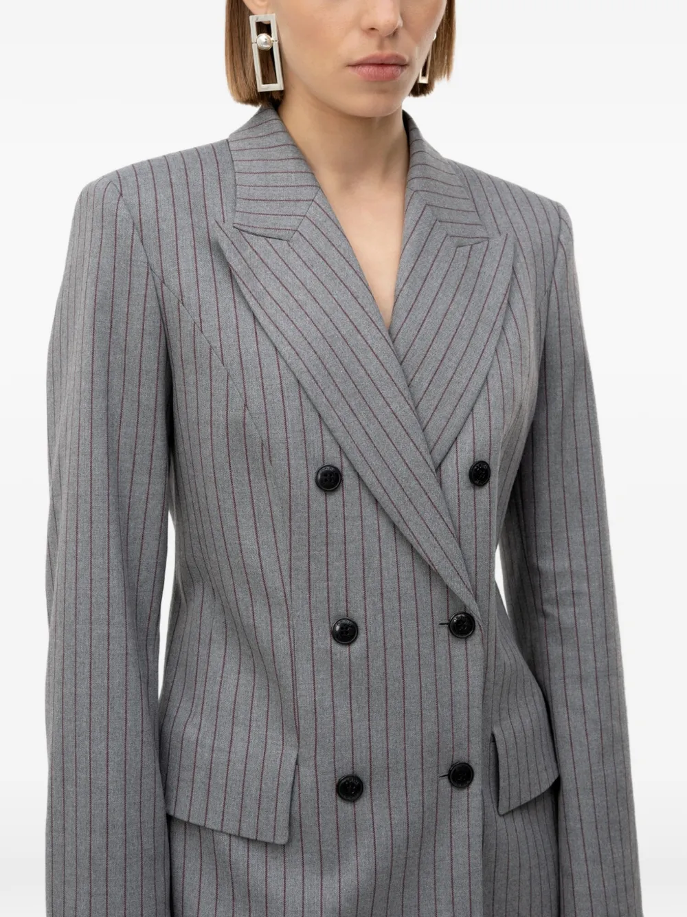 HUGO Regular-fit zandloper blazer met krijtstreep Grijs