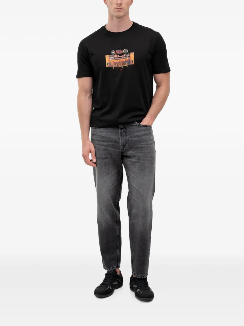 HUGO Jeans met logo-patch en vervaagd effect Grijs