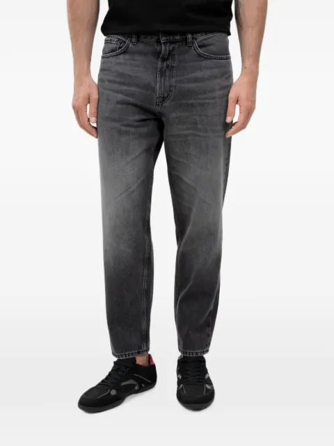 HUGO faded logo-patch jeans