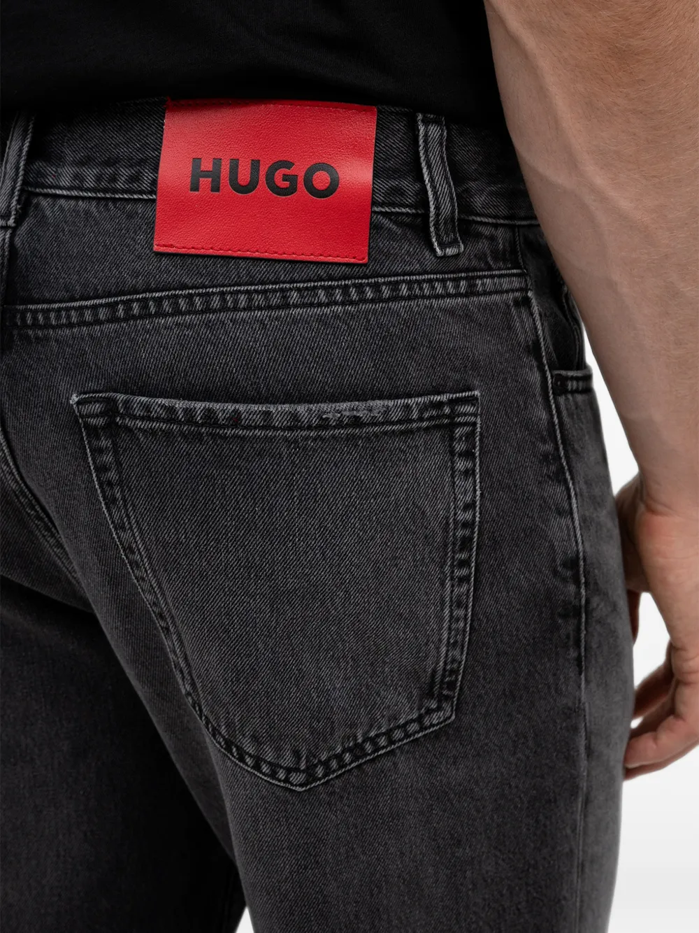 HUGO Jeans met logo-patch en vervaagd effect Grijs