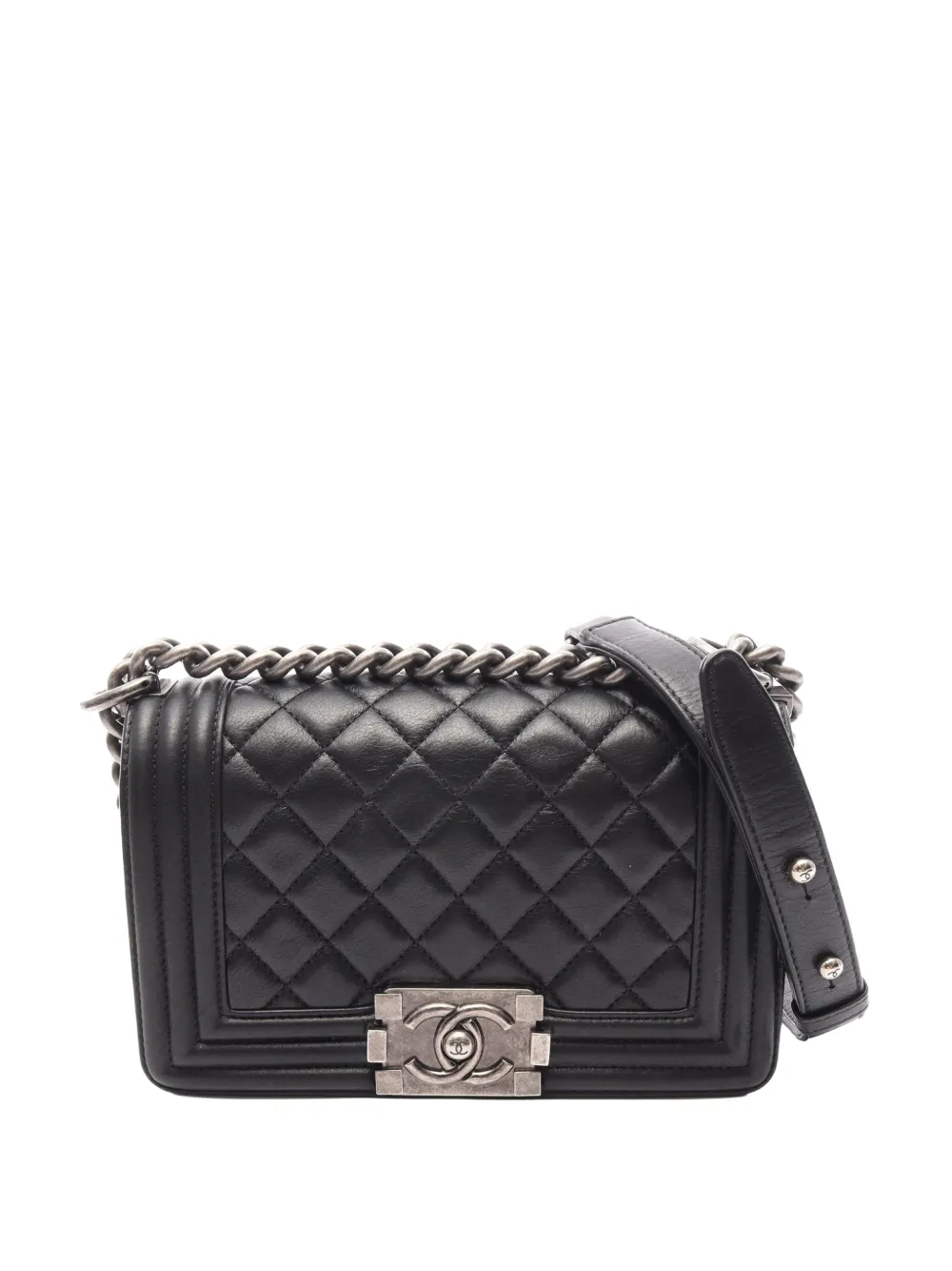 CHANEL Pre-Owned 2014 Small Quilted Lambskin Boy Flap crossbody bag - Nero