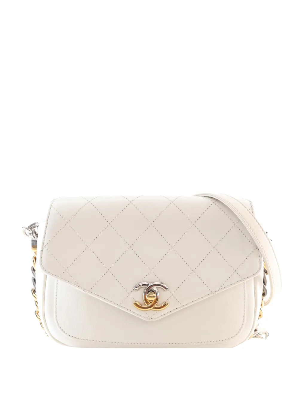 CHANEL Pre-Owned 2019 Small Quilted Calfskin Precious Union Flap crossbody bag - Bianco