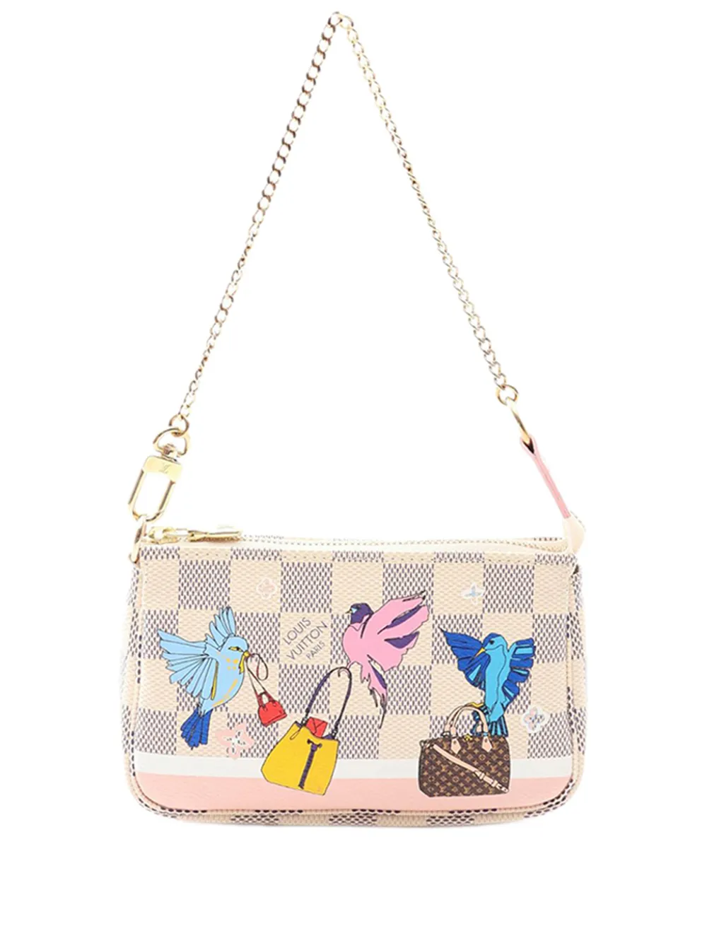 Louis Vuitton Pre-Owned 2018 Damier Azur Christmas Birds Mini Pochette Accessoires handbag - Bianco