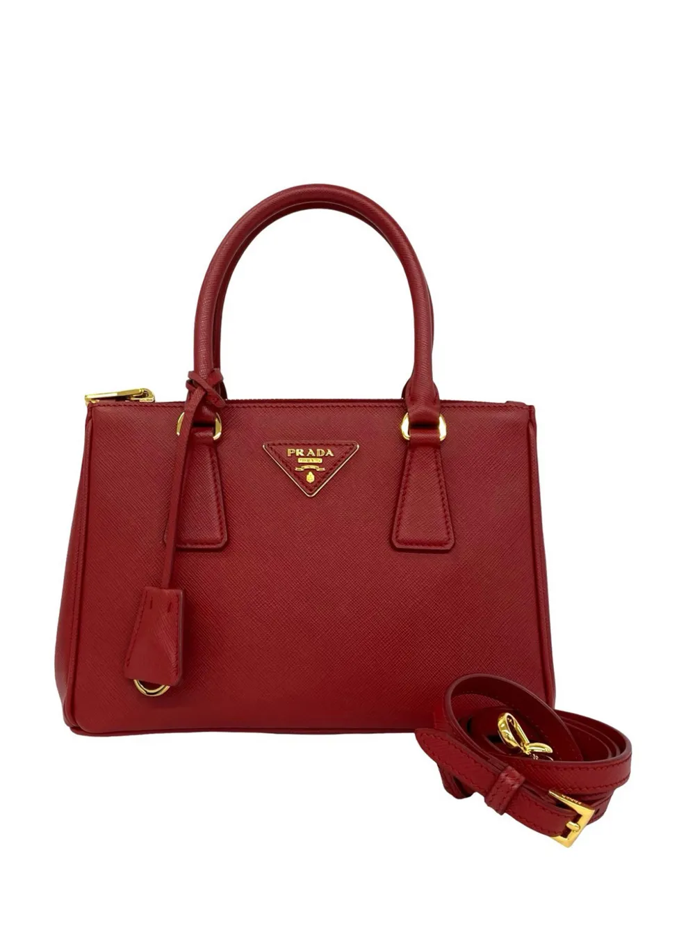 Prada Pre-Owned 2010-2026 Medium Saffiano Galleria Double Zip satchel - Rosso