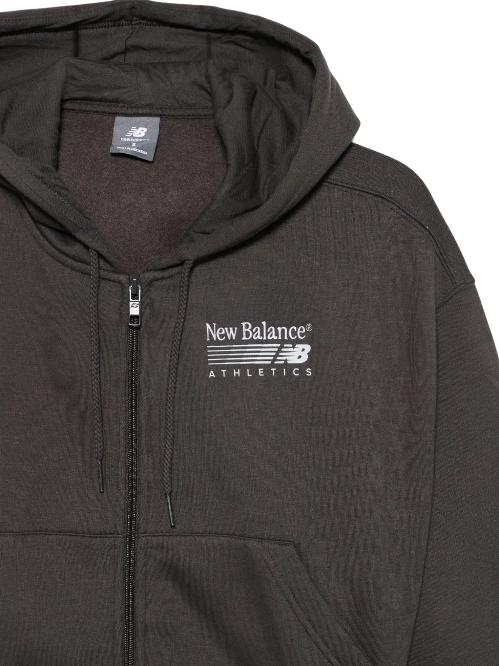 New Balance logo-print zip-fastening hoodie Zwart
