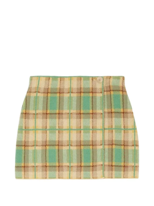 Guest In Residence Tartan-pattern Mini Straight Skirt in Neutrals