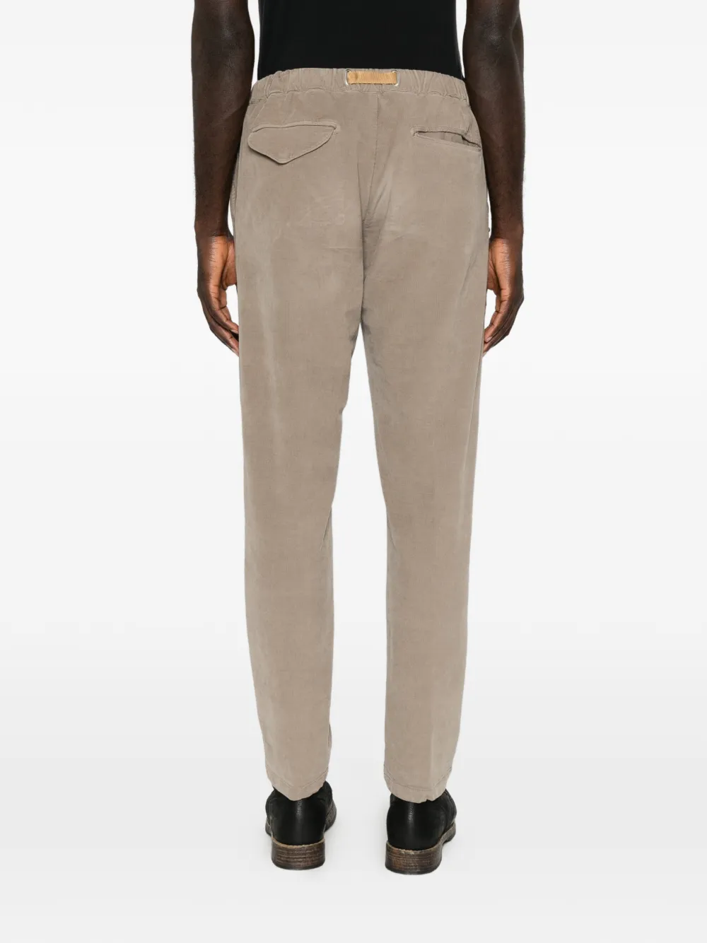 White Sand Ribfluwelen broek met toelopende pijpen en ceintuur Beige
