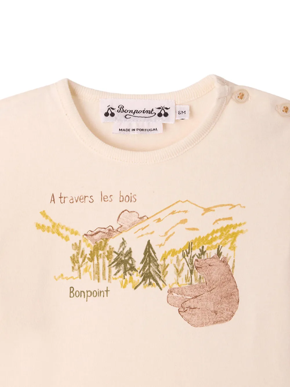 Bonpoint Tahsin T-shirt met beerprint Beige