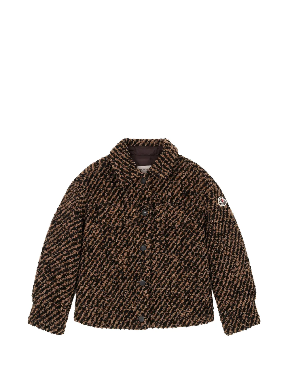 Moncler Enfant Teddy shirtjack met diagonale streep Bruin