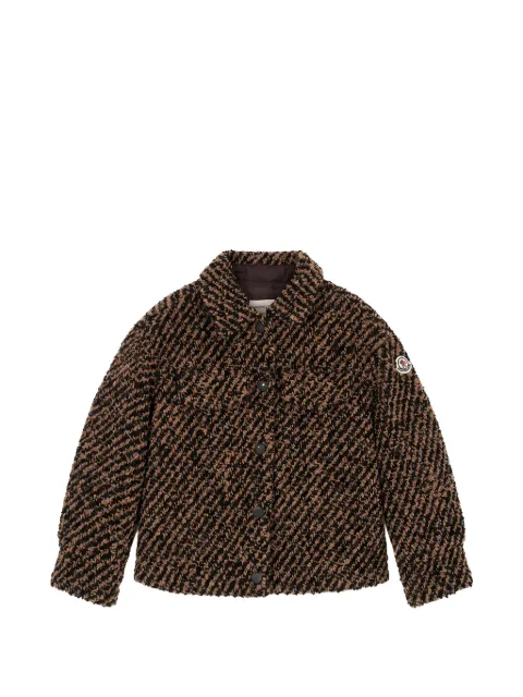 Moncler Enfant diagonal-stripe teddy shirt jacket