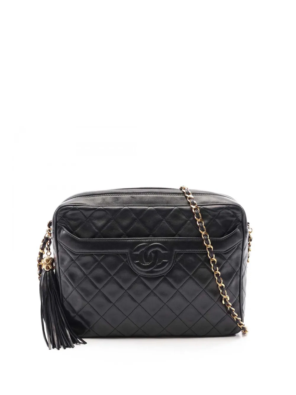 CHANEL Pre-Owned 1991-1994 CC Quilted Lambskin Tassel Camera Bag crossbody bag - Nero