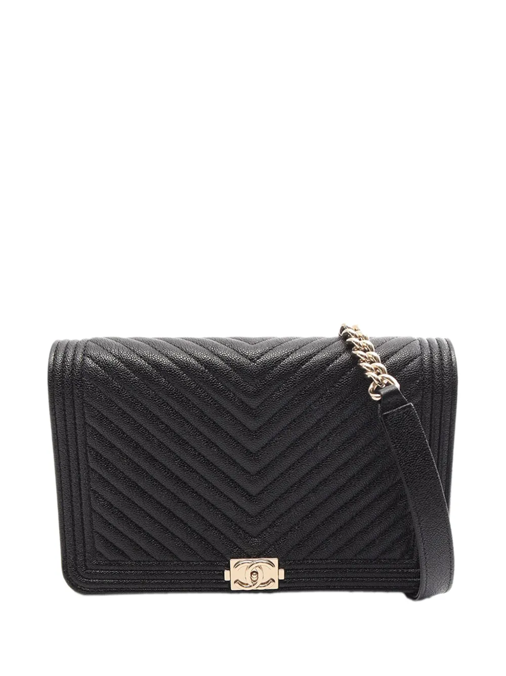 CHANEL Pre-Owned 2020 Chevron Caviar Boy Wallet On Chain crossbody bag - Nero