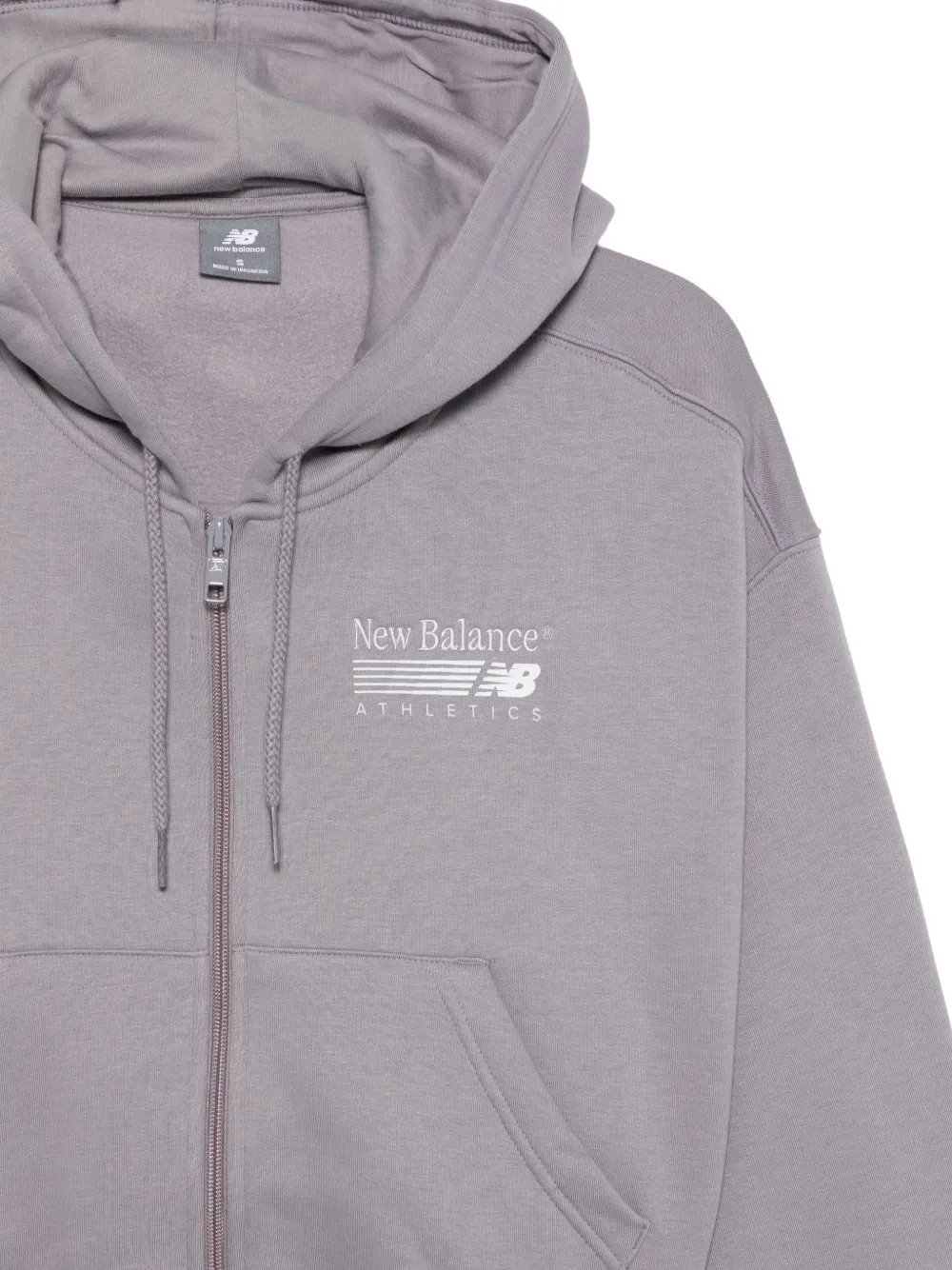 New Balance logo-print zip-fastening hoodie Grijs