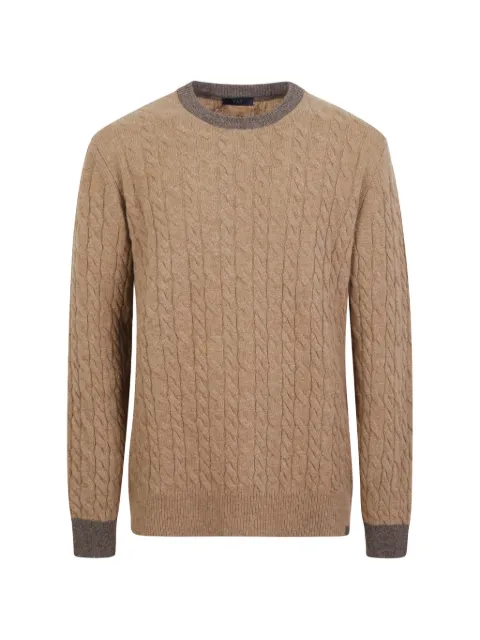 Fay cable-knit elbow-patch sweater
